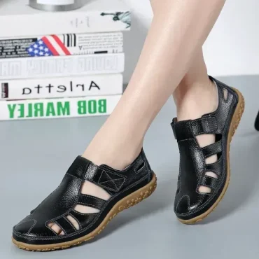 Women's retro flat genuine leather non-slip sandals, casual outdoor sandals