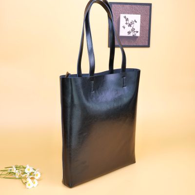 Women's Large Capacity Leather Tote Bag Brown Minimalist